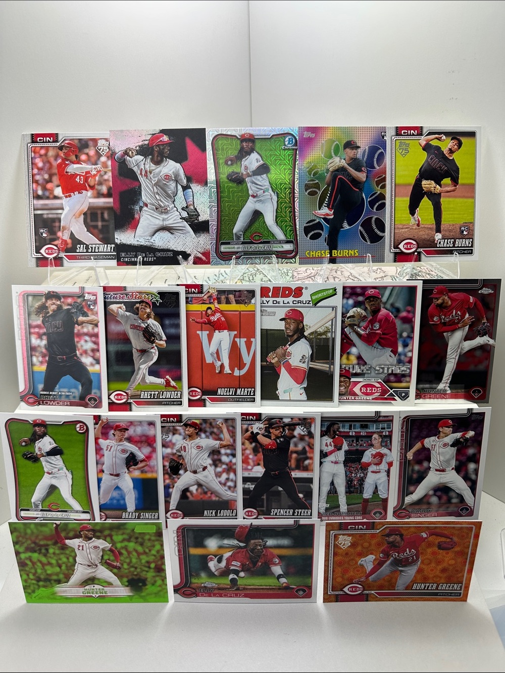 Elly De La Cruz w/ Chase Burns & Sal Stewart rookies +Greene Reds Lot of 20